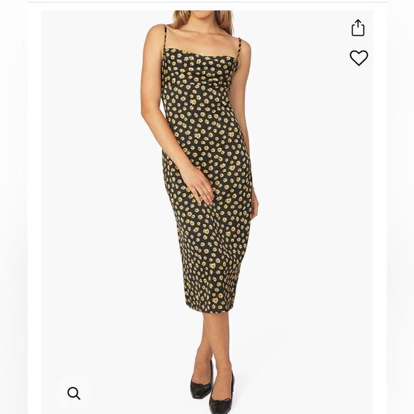 WeWoreWhat Cowl Ditsy Daisies Midi Dress size 0 NWT - Picture 2 of 11